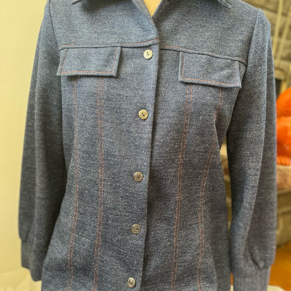 Vintage polyester 70s “denim” women’s shirt